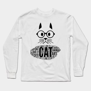 Black Cat Drawing Long Sleeve T-Shirt